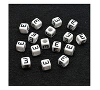 polybagstores PACK OF 200 LETTER E - WHITE CUBE - Acrylic Single Letter A-Z White Cube Alphabet Beads 6mm