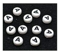polybagstores PACK OF 200 - WHITE LETTER A - Acrylic Single Letter A-Z White Disc Alphabet Beads 7mm x 4mm