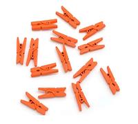 polybagstores PACK OF 25 - ORANGE - 25mm Small Plain Wooden Craft Pegs - Mini Clip Metal Spring - Wedding Decor - 25 Colours To Choose From