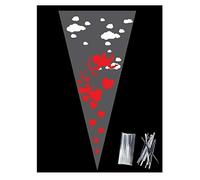 polybagstores PACK OF 50 - CUPID LOVE - Unique Cellophane Cone Shape Sweet Party Bags 37cm x 18cm - Over 40 Designs With 4" twist ties