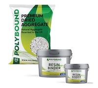 POLYBOUND - UV Resin Bound Kit - Easy Install - Patio and Driveway Use - White Flint - 25KG Aggregate & 2-Part Binder - 1 sqm