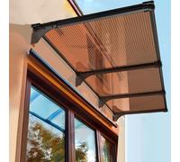 Polycarbonate Door Canopy Awning, Brown with Black Bracket, UV & Rain Protection for Garden Terrace, Sl esign (50x310cm/20x122), Durable Outdoor Cover