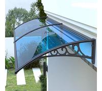 Polycarbonate Door Canopy UV-Protected Entrance Awning 2.5mm Thick Rain & Snow Shield Optional White Black or Gray Frame (80x190cm/32 x75 Black)