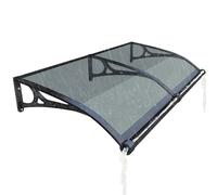 Polycarbonate Door Canopy with Gutter, UV/Water Resistant, Aluminum Bracket, Front Overhang Awning, Gray, 100x200cm (39x79 inches) - Stylish Outdoor Protection