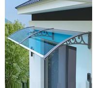Polycarbonate Front Door Canopy UV-Protected Awning for Rain & Snow2.5mm Thickness Optional White Black or Gray Frame (150x160cm/59 x63 Gray)