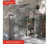 Outsunny 6 X 2.5Ft Polycarbonate Greenhouse Aluminium Green House, Dark Grey