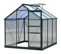 Outsunny Large Walk-In Greenhouse Polycarbonate Garden Greenhouse Plants Grow Galvanized Base Aluminium Frame w/ Slide Door, 6 x 6 ft