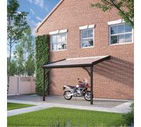 Polycarbonate Roof Car Port 2 Post - Wood - L250 X W362 Cm - Rustic Brown