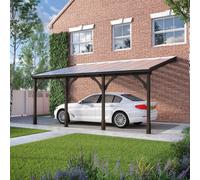 Polycarbonate Roof Car Port 4 Post - Wood - L200 X W722 Cm - Rustic Brown