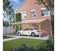 Polycarbonate Roof Car Port 4 Post, Wood, L250 x W650 cm - Light Green Rutland County Garden Furniture Ltd Light Green One Size