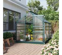Outsunny 6x10Ft Walk-in Polycarbonate Greenhouse Plant Grow Galvanized Aluminium, Green