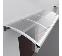 Polycarbonate Window Awnings for Front Door Waterproof Aluminum Canopy UV & Rain Protection Hollow Sheet Design 80x180cm White Entrance Awning.