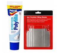 Polycell Polyfilla Multi Purpose Wall Repair Kit with 4 Flexible Filling Blades Ready Mixed White Wall Filler Tube for Cracks, Holes & Plaster Repairs Decorating Tools for Interior Walls & Ceilings