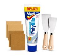 Polycell Polyfilla Ready Mixed Tube + 2" and 3" Filling Tools & 4 Sandpapers (2 Coarse, 2 Fine) All Purpose Filler - Interior and Exterior Filler For Walls
