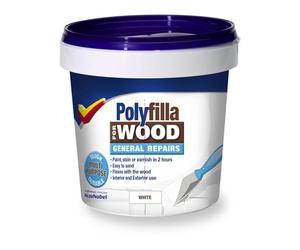 Polycell Polyfilla Wood Filler for General Repairs, Ready Mixed Interior & Exterior Wood Filler, Quick Dry, Sandable, Paintable, Crack Resistant, (380g Tub)