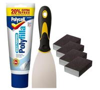 Polycell Wall Filler Ready Mixed for Holes | Polyfilla Ready Mixed Wall Repair Paste Bundle with Zawan 3-Inch Paint Scraper & 4 Pieces Sanding Block Set | All Purpose Filler for Walls & Wood