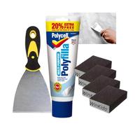 Polycell Wall Repair Bundle with Winkido Scraper Sanding Blocks Ready Mixed All Purpose Wall Filler for Interior & Exterior use Best for Plaster and Wood Repairs for Smooth Finish of Cracks and Holes