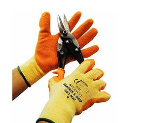 Polyco 502-MAT Matrix S Grip Latex Palm Coated Gripper Gloves, 1 Pair, Size 8/Medium, Orange, Orange