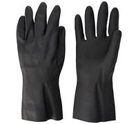 Polyco 516 Maxima Heavy Duty Flock Lined Natural Rubber Gloves - Large - 1 Pair, Black