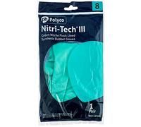 Polyco GL36M 925 Nitri Tech III Chemical Resistant Gloves, Single Pair, Size 8/Medium, Green