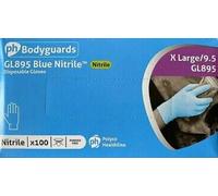 Polyco GL8905 Bodyguards Disposable Gloves, Nitrile, Powder Free, X-Large, Blue, 100 Pieces
