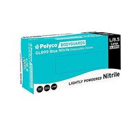 Polyco GL8995 Bodyguards Nitrile Lightly Powdered Disposable Glove, Size XL, Blue