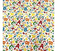 Polycotton Childrens Patterns 20 Different Ones *Sold by The Metre* 111cm / 44” Wide (ABC - White) (Fat - Quarter)