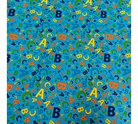 Polycotton Childrens Patterns 20 Different Ones Sold by The metre 112cm / 44” Wide (One - Metre) (ABC - Blue)