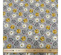 Polycotton Childrens Patterns 20 Different Ones Sold by The metre 112cm / 44” Wide (One - Metre) (Bear - Silver)