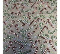 Polycotton Craft Fabric Material Christmas Festive Candy Canes Grey, 1Mtr 110cmx100cm