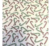 Polycotton Craft Fabric Material Christmas Festive Candy Canes White, 1Mtr 110cmx100cm