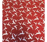 Polycotton Craft Fabric Material Christmas Festive Reindeer RED, 1Mtr 110cmx100cm