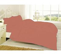 Polycotton Duvet Quilt Cover Set With Matching Pillowcases Plain Dyed Bedding Double Bed Size, Peach