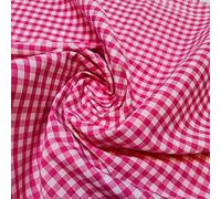 Polycotton Fabric 1/4" Gingham Check Material Dress Craft Uniform Checked 112cm (15+ Colours Available in Various Lengths) (Cerise, 2 Meter)