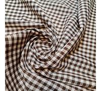 Polycotton Fabric 1/4" Gingham Check Material Dress Craft Uniform Checked 112cm (15+ Colours Available in Various Lengths) (Brown, 2 Meter)
