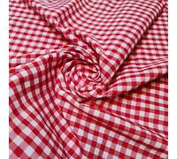 Polycotton Fabric 1/4" Gingham Check Material Dress Craft Uniform Checked 112cm (15+ Colours Available in Various Lengths) (RED, 1 Meter (PRE Cut))