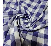 Polycotton Fabric 1" Gingham Check Material Dress Craft Uniform Checked 112cm (Purple, 5 Meter)
