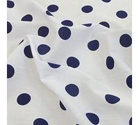 Polycotton Fabric 26mm Polka Dots Spots Spotty Craft Dress - Navy on White (Per Metre)