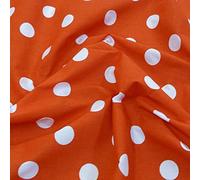 Polycotton Fabric 26mm Polka Dots Spots Spotty Craft Dress - White on Red (Per Metre)