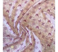 Polycotton Fabric Butterflies Flutter White Floral Flower Outlines Butterfly - Lilac (Per Metre)