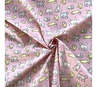 Polycotton Fabric Cat Kittens Cats Animals Pets (per metre) (Pink)