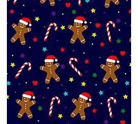 Polycotton Fabric Christmas Gingerbread Candy Canes Xmas Stars Hearts Festive (Per Metre)