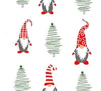 Polycotton Fabric Christmas Santa Gnomes Xmas Trees Festive (Per Metre)