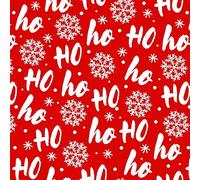 Polycotton Fabric Christmas Santa Ho Ho Snowflakes Festive Xmas (Per Metre)