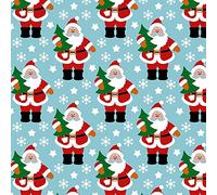 Polycotton Fabric Christmas Santa Xmas Tree Stars Snowflakes Festive - Day (Per Metre)