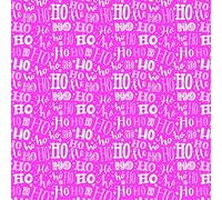 Polycotton Fabric Christmas Snowy Ho Ho Ho Festive Winter Santa Words - Pink (Per Metre)
