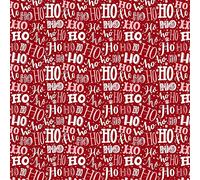 Polycotton Fabric Christmas Snowy Ho Ho Ho Festive Winter Santa Words - Red (Per Metre)
