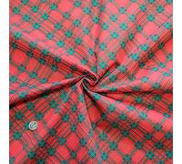 Polycotton Fabric Christmas Tartan Plaid Check Traditional Green Red Diamond RED (Per Metre)