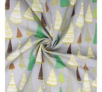 Polycotton Fabric Christmas Trees Xmas Festive - per metre (Silver)
