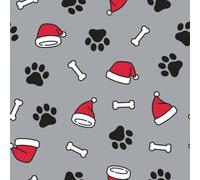 Polycotton Fabric Christmas Xmas Seasonal Festive Paws Paw Prints 112cm Wide (Price Per Metre) (Grey)